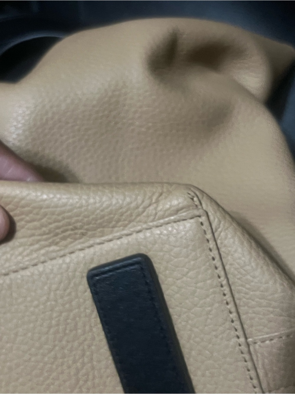 All Saints Beige Tan Leather Tote with Black Handles - Picture 10 of 13